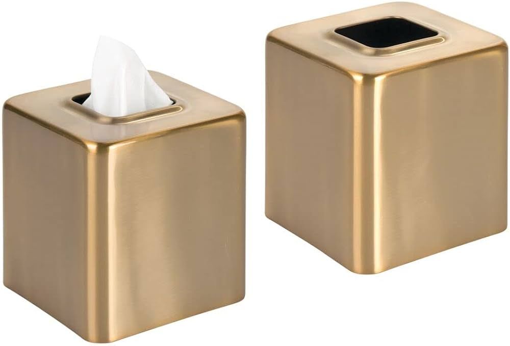 mDesign Metal Square Tissue Box Cover, Modern Facial Paper Holder - Accessories for Bathroom Vani... | Amazon (US)