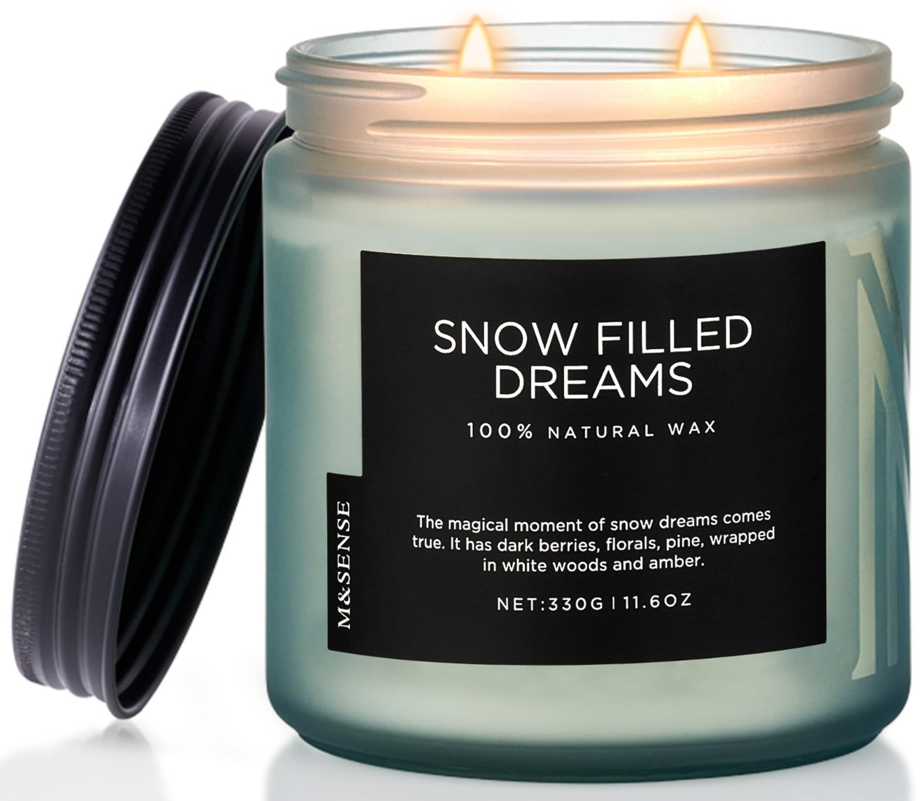 M&SENSE Snow Filled Dreams Winter Scented Candle, 11.6oz Natural Soy Wax 70 Hours Long Lasting 2 ... | Amazon (US)