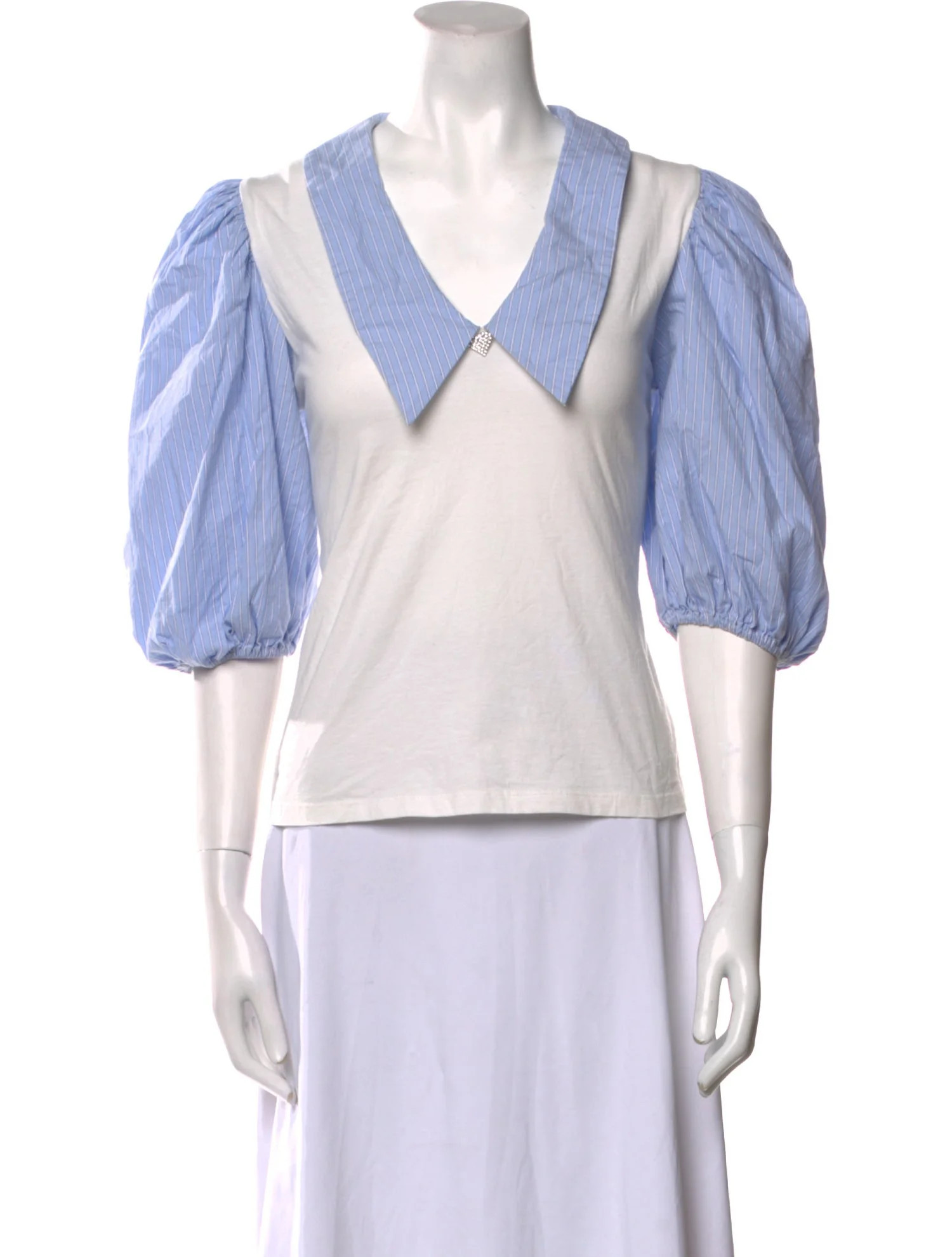 Colorblock Pattern V-Neck Crop Top | The RealReal