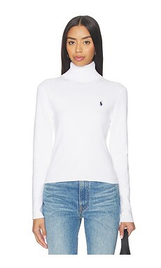 Polo Ralph Lauren Pima Cotton Shrunken Long Sleeve Turtleneck Pullover in White from Revolve.com | Revolve Clothing (Global)
