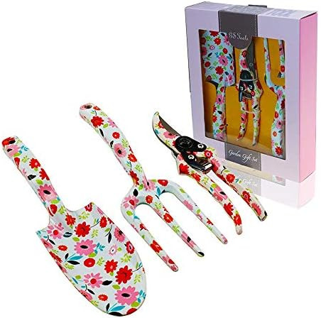 GS Tools 3 Piece Aluminum Garden Tool Set with Floral Print, Gardening Tool Kit - Hand Trowel, Fork, | Amazon (US)