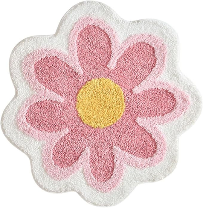 Kids Bath Mat Flower Cute Non-Slip Pad Bathroom Rugs Girls Fuzzy Bathroom Shower Room Living Room... | Amazon (US)