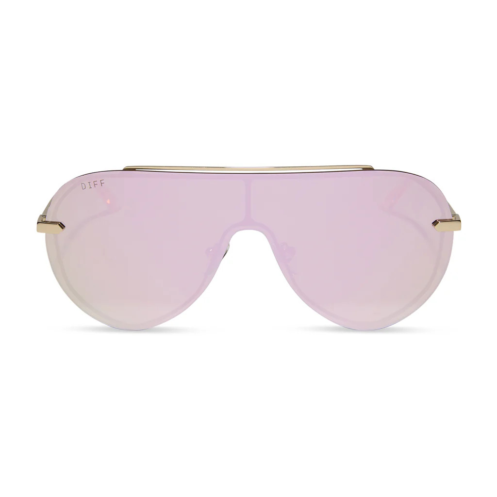IMANI - GOLD + CHERRY BLOSSOM MIRROR SUNGLASSES | DIFF Eyewear