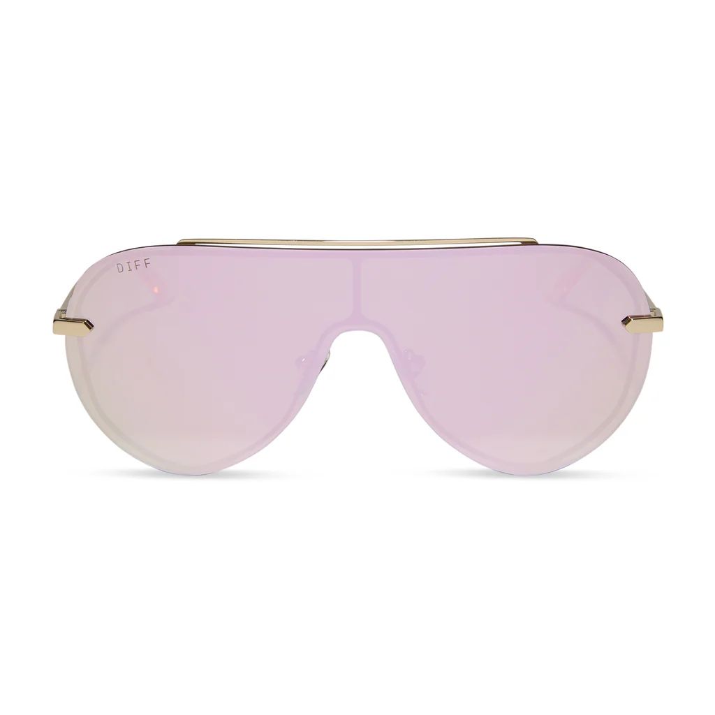 IMANI - GOLD + CHERRY BLOSSOM MIRROR SUNGLASSES | DIFF Eyewear