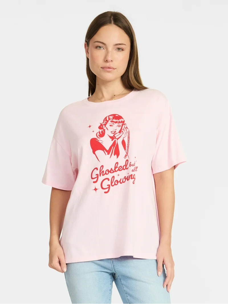Valentine's Day Women's Glow Up Graphic Tee from Way to Celebrate, Sizes S-XXXL | Walmart (US)