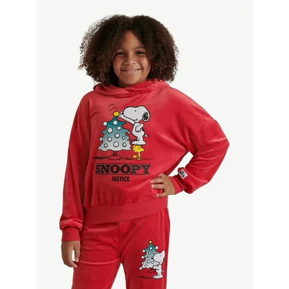 Justice x Snoopy Girls Velour Hoodie, Sizes XS - XLP | Walmart (US)