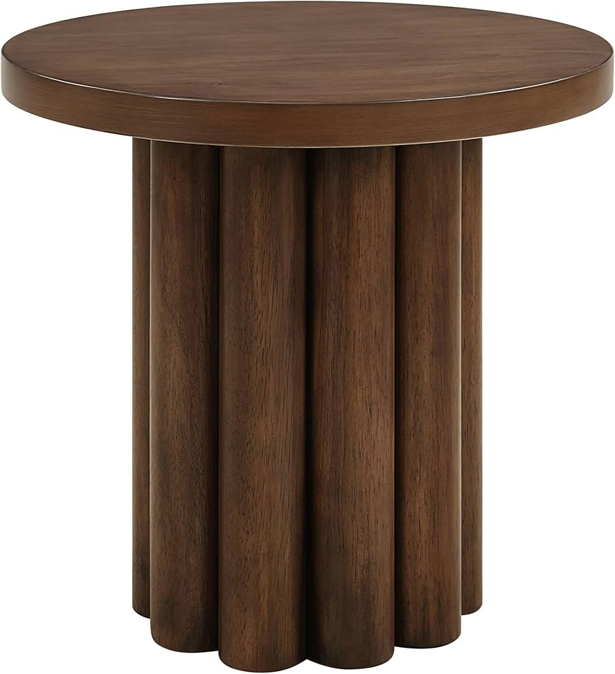 Acme Sanat Contemporary MDF Wood & Veneer Round End Table in Brown | Amazon (US)