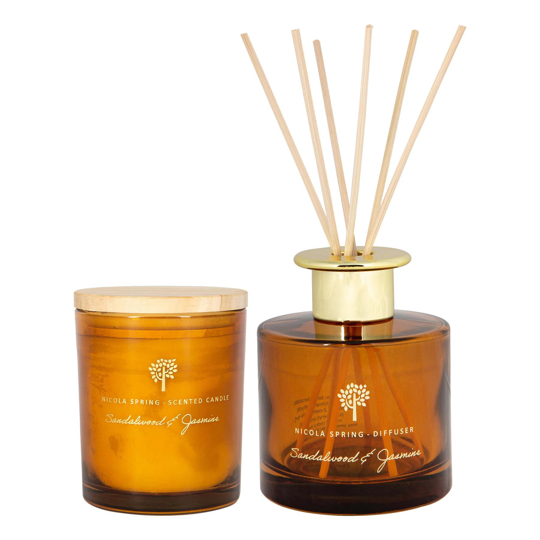 Nicola Spring - Scented Candle & Reed Diffuser - 130g - Sandalwood & Jasmine (Set of 2) | Wayfair UK