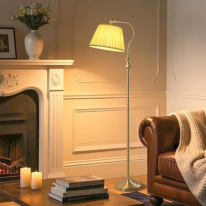 Gold Brass Brushed Floor Lamp, Remote and Bluetooth Dimming | Amazon (US)