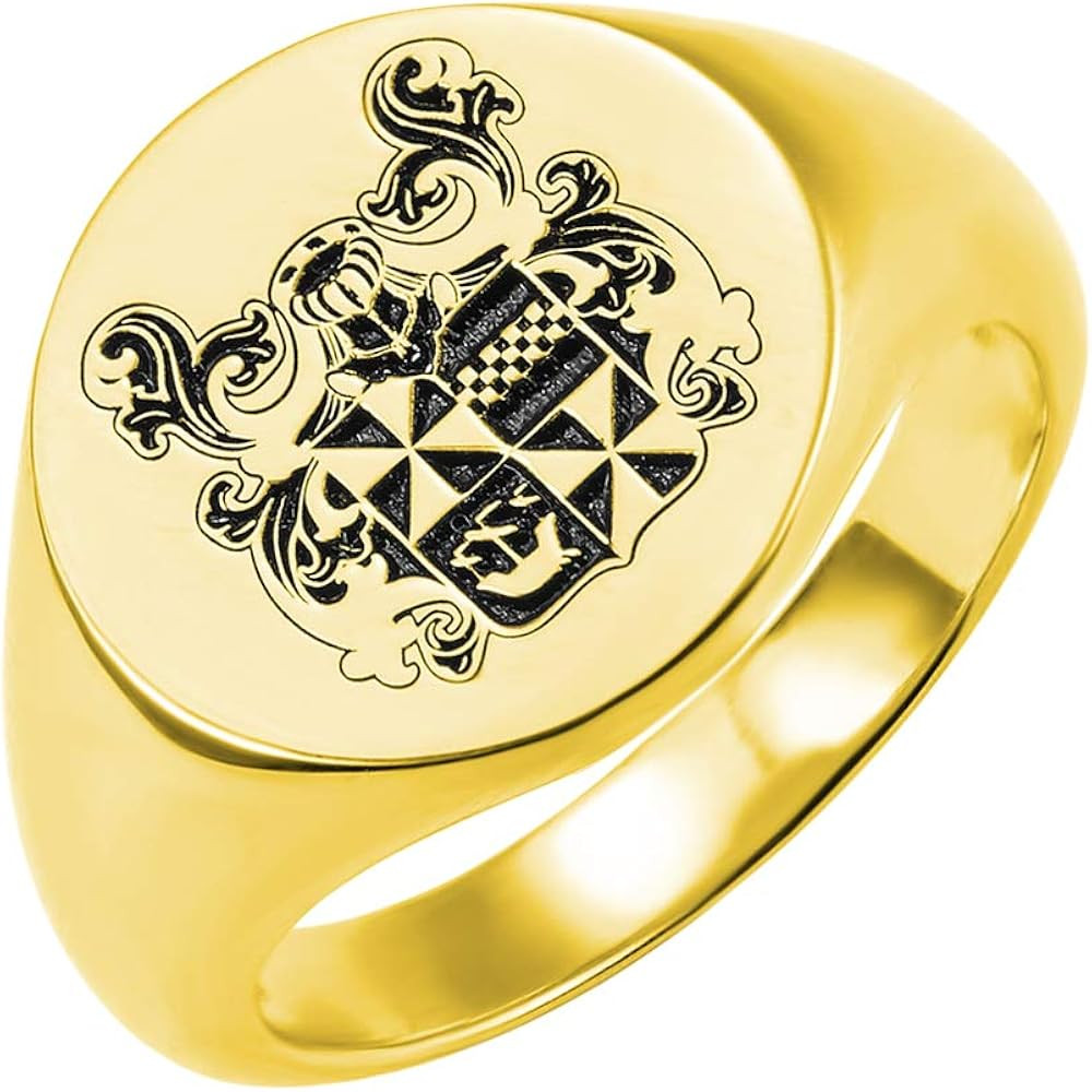 AILIN Vintage Custom Signet Ring 925 Sterling Silver/Brass 18K Gold Plated Color Badge Family Cre... | Amazon (US)