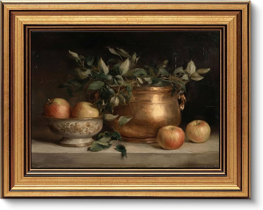 Gold Framed Wall Art, Vintage Apple Still Life Canvas Prints, Classical Farmhouse Fruit Picture W... | Amazon (US)