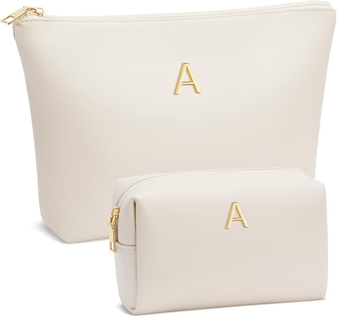 Mom Gifts| Initial Makeup Bag Set for Women Girls Personalized Gifts for Bridesmaid Teachers Grad... | Amazon (US)