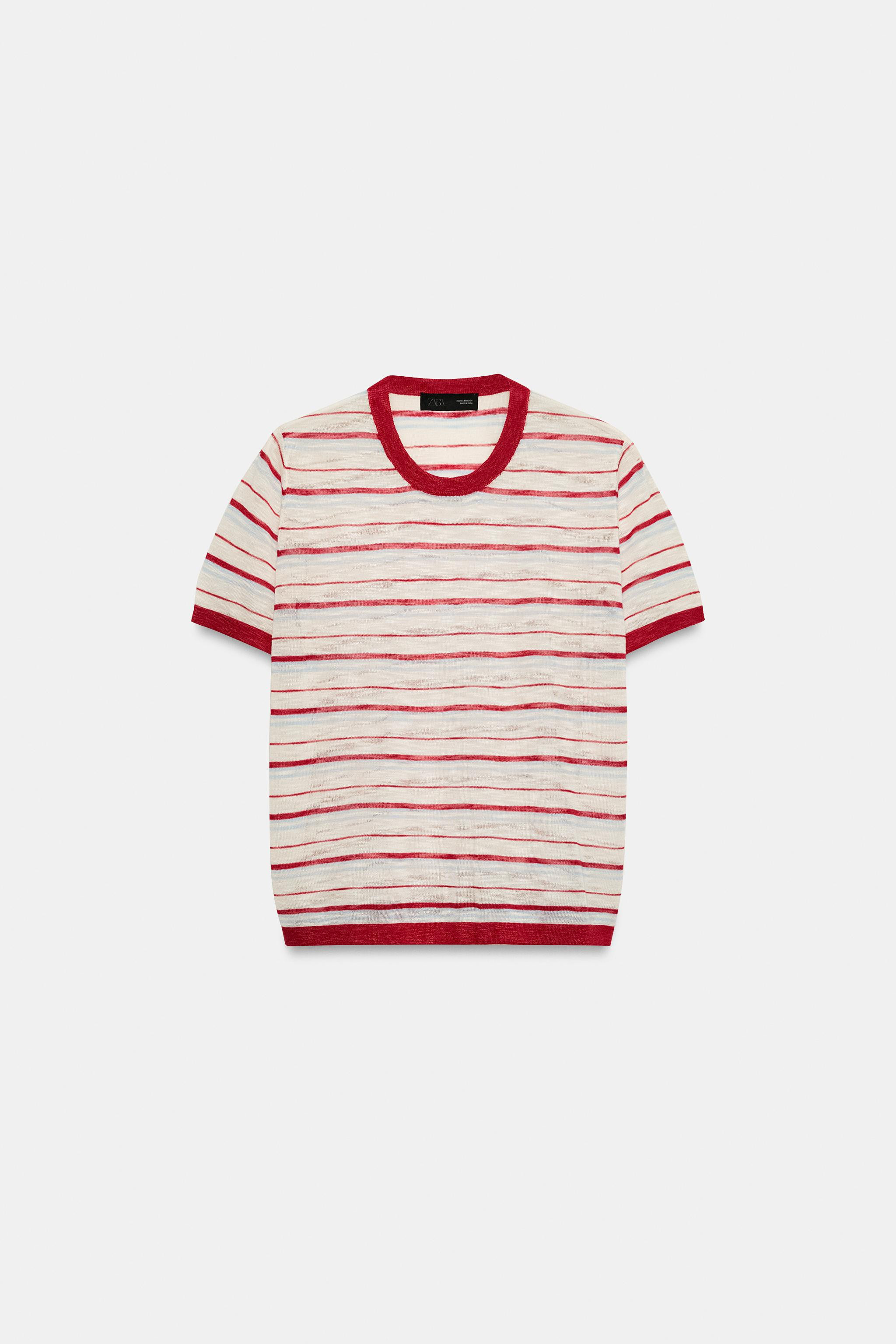 STRIPED KNIT SHORT SLEEVE TOP | Zara US