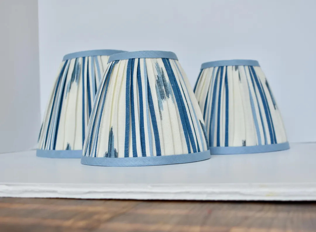 Sold Individually=blue Santa Barbara Ikat Pleated Lampshade--pleated Sconce Chandelier Shade-cust... | Etsy (US)