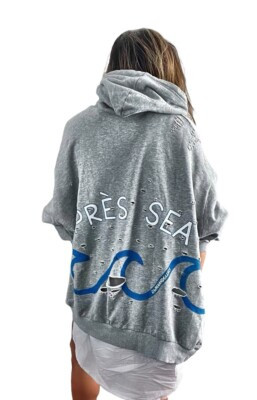 APRES SEA HAND PAINTED HOODIE Wren + Glory  XL  Sweatshirt Never Worn | eBay US