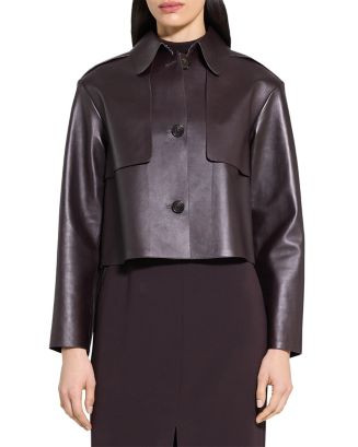Theory Cropped Leather Trench Coat  | Bloomingdale's Women | Bloomingdale's (US)
