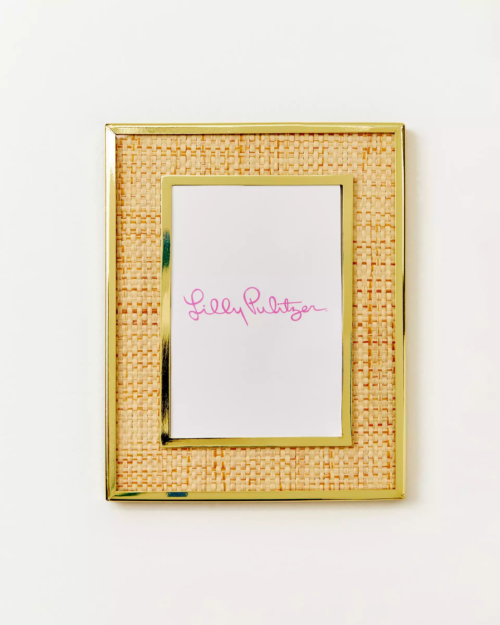 Gold Metal and Raffia Frame | Lilly Pulitzer | Lilly Pulitzer