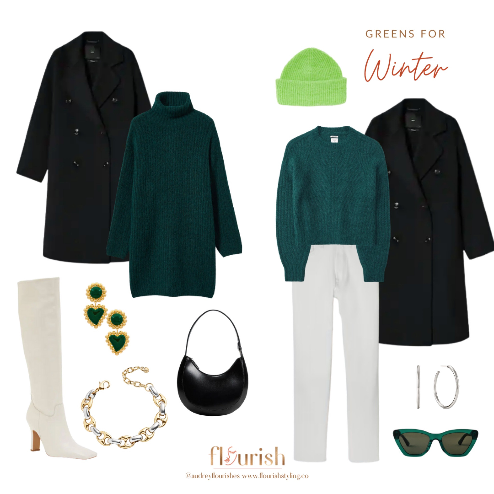 This fall and winter we are seeing the color green at a variety of retailers. For many of us, green can be intimidating to incorporate into our wardrobe. For starters, there is a wide range of shades, making it difficult to select the correct green garment. Autumns and Springs have many shades of greens to choose from, while Summers and Winters have a smaller, but very beautiful range of greens. Summer greens include soft, muted sage and mint greens, while Winter greens range from bright, neon greens to deep and rich evergreens. Unsure what greens are best for your season and how can incorporate them into your wardrobe? Shop our finds to eliminate the guesswork!




#LTKstyletip #LTKSeasonal