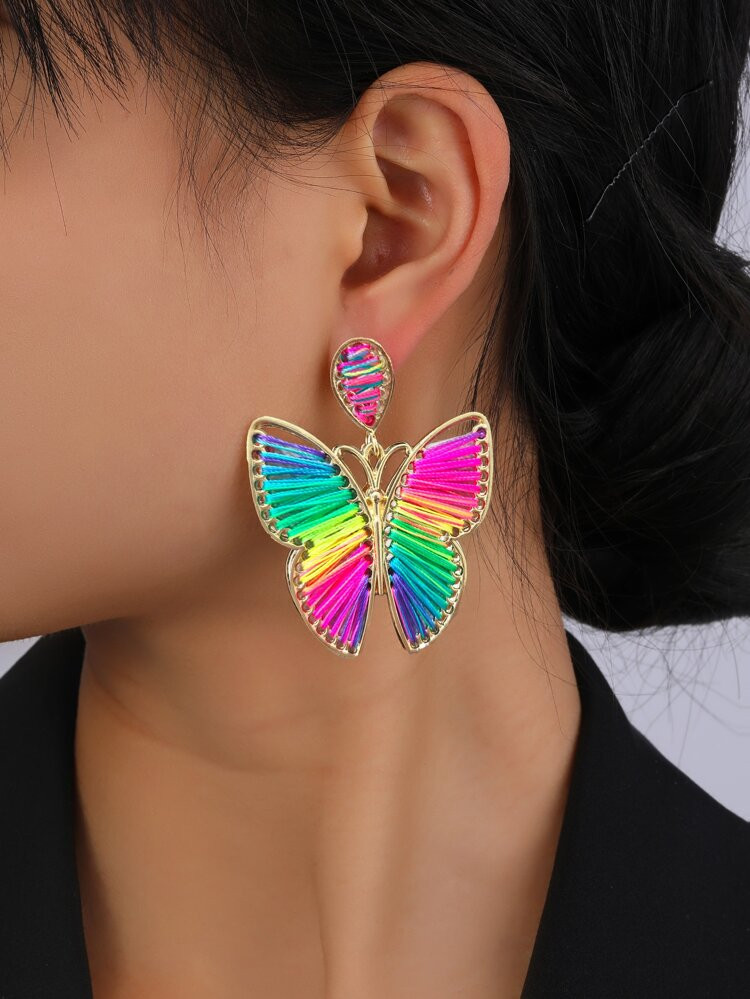 Random Color Butterfly Drop Earrings | SHEIN