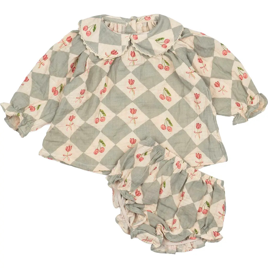 Wild Wawa Georgina Set in Cherry Patchwork Vintage Blue at Nordstrom, Size 2-3T | Nordstrom