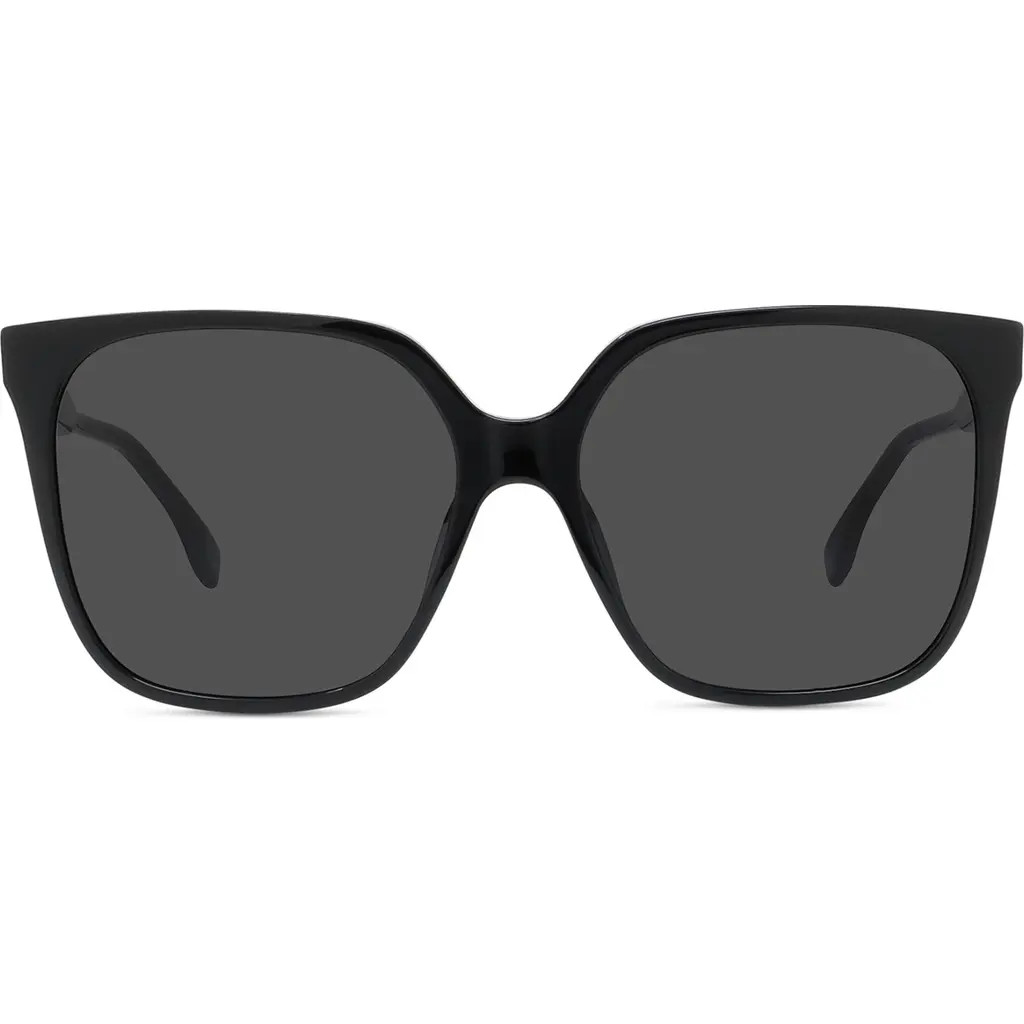 'Fendi Fine 59mm Geometric Sunglasses in Shiny Black /Smoke at Nordstrom Rack | Nordstrom Rack