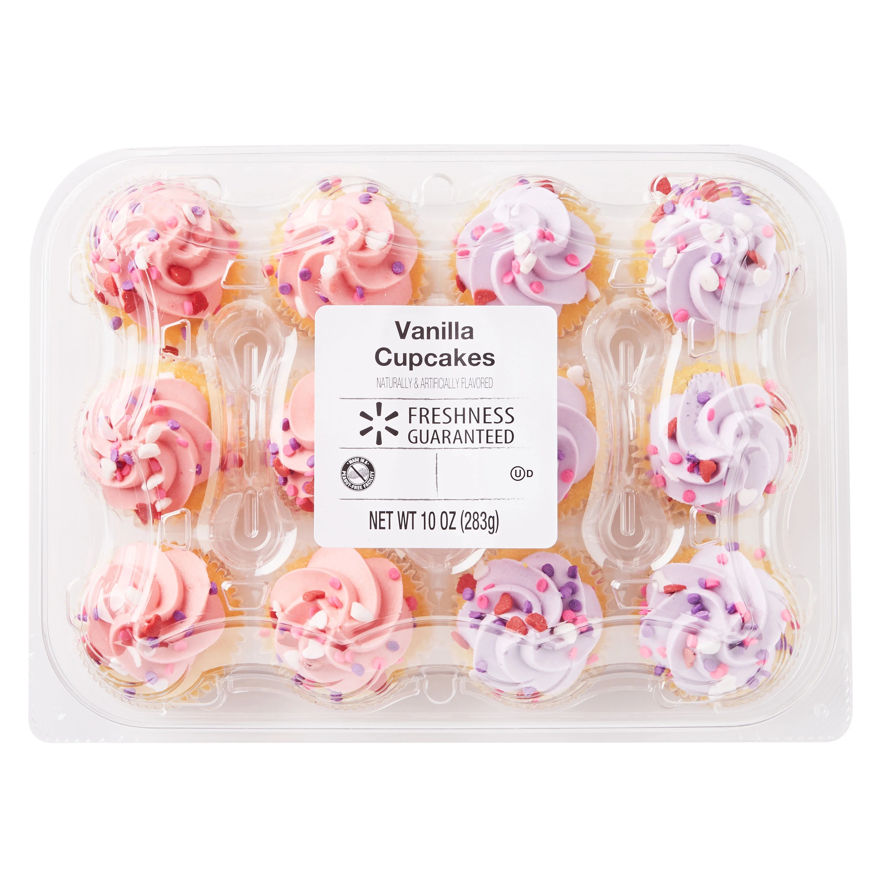 Freshness Guaranteed Valentine's Day Vanilla Mini Cupcakes, Butter Cream Icing, 10 oz, 12 Count | Walmart (US)