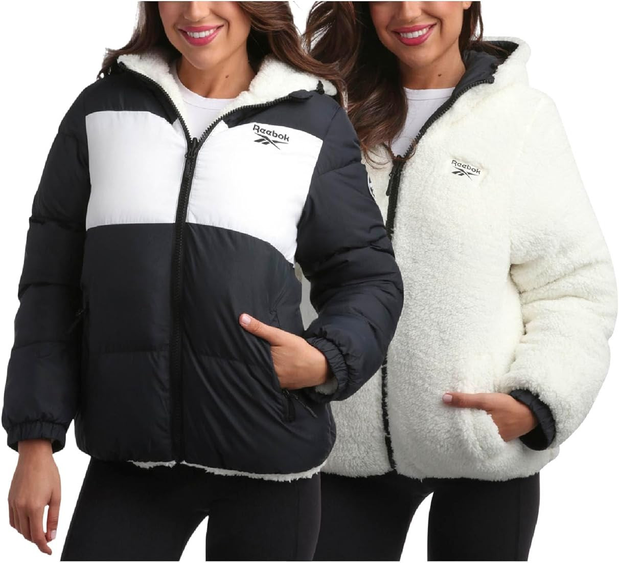 Reebok Women's Winter Jacket - Reversible Quilted Puffer Coat with Sherpa Fleece Lining - Reversi... | Amazon (US)