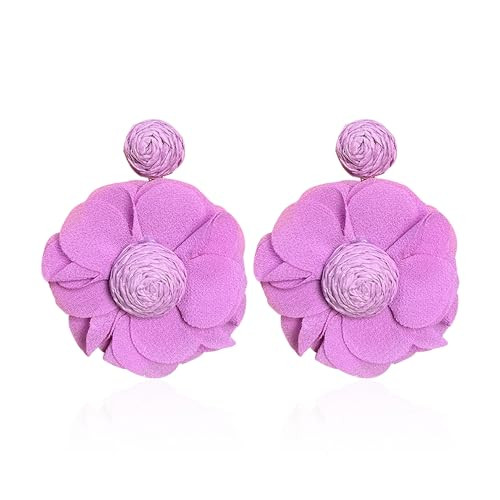 Amazon.com: GUOXIAOMEI Rattan Flower Drop Earrings Raffia Dangle Boho Statement Earrings for Wome... | Amazon (US)