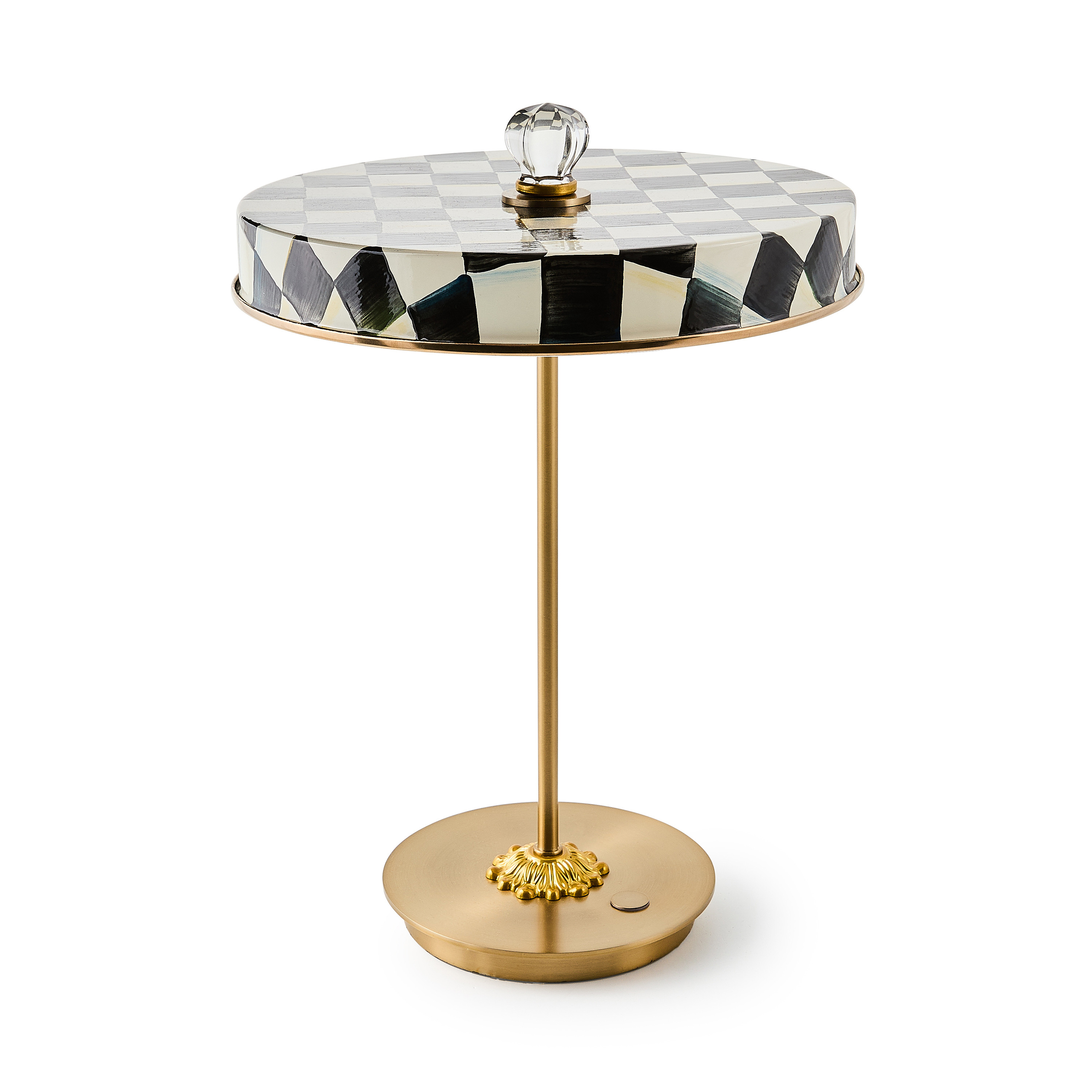 MacKenzie-Childs Courtly Check LED Rechargeable Disk Table Lamp | MacKenzie-Childs