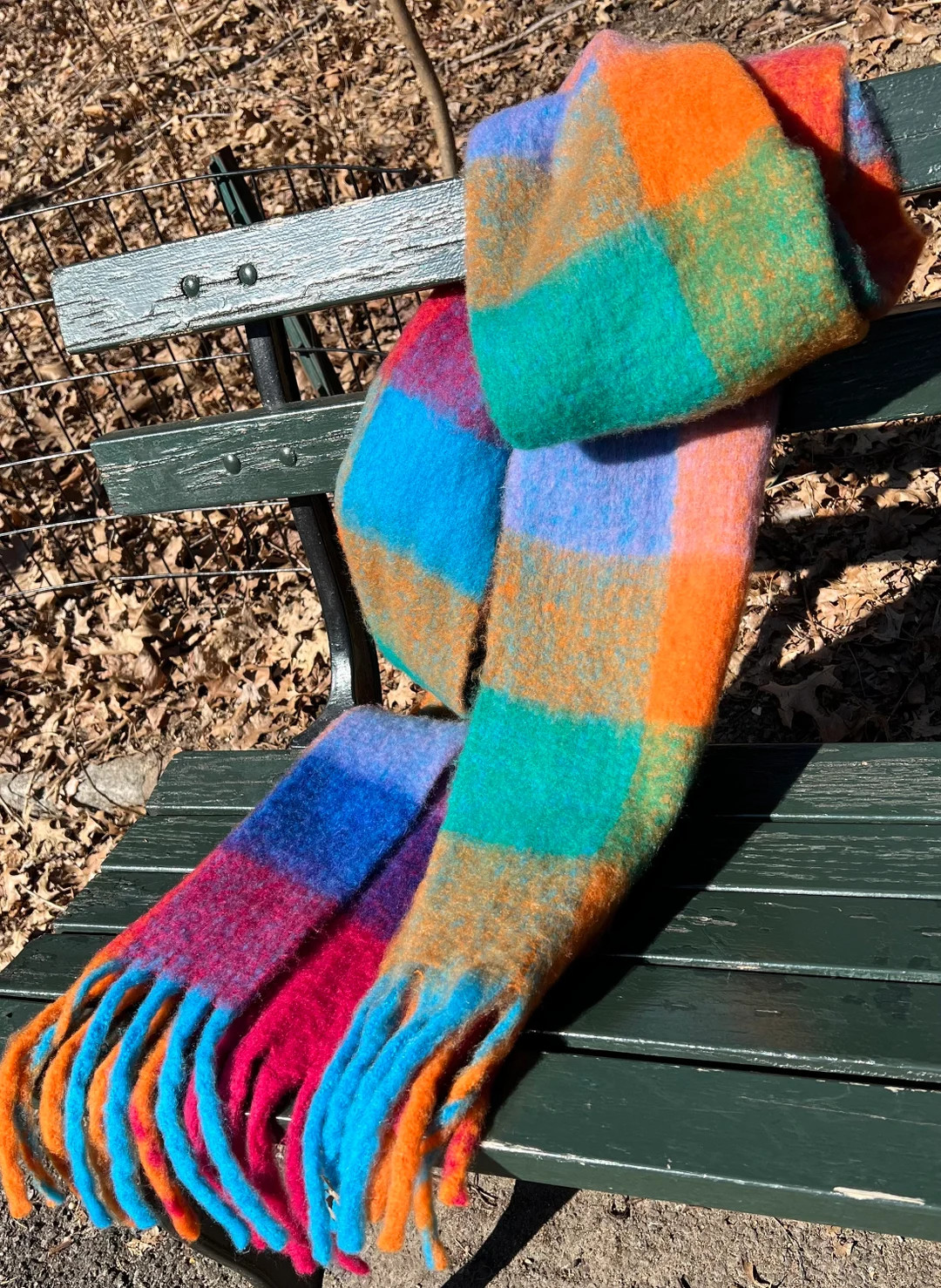 Mohair double-sided warm Christmas Cozy Scarf Checked Long Scarf, | Etsy (US)