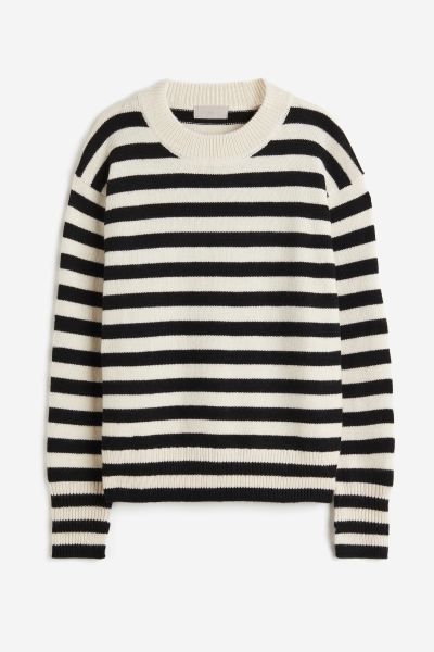 Fine-knit Sweater - Black/striped - Ladies | H&M US | H&M (US + CA)