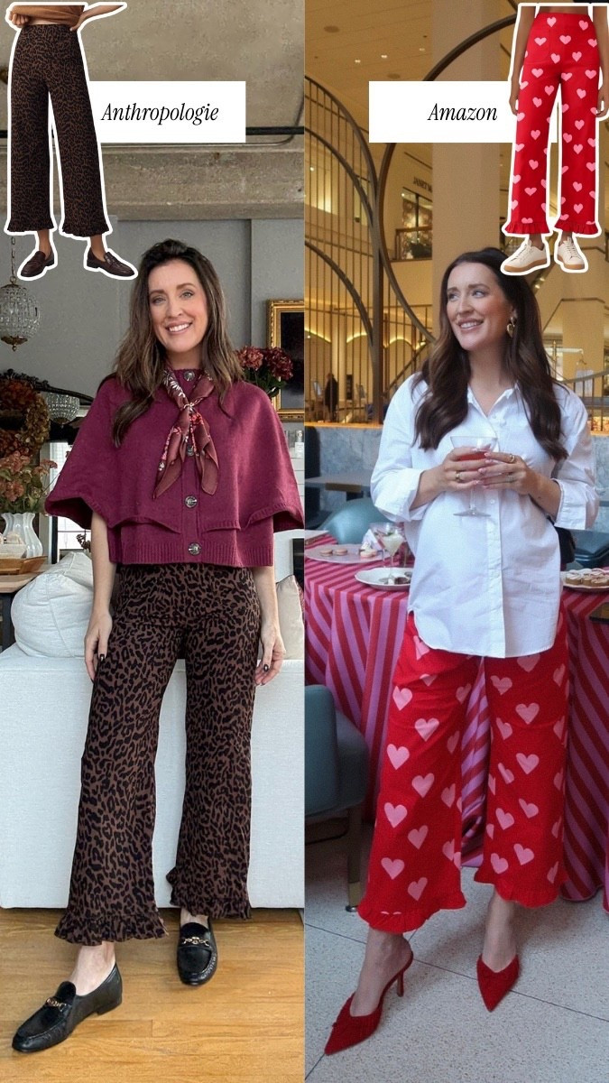 Viral Colette pants from Anthropologie! Love this cheetah print but ADORE these red heart ones from Amazon! 

#LTKootd #LTKSaleAlert #LTKValentine