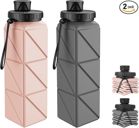 Collapsible Water Bottles, BPA-Free Leak-Proof Silicone Foldable Water Bottle Cup, Durable Lightw... | Amazon (US)