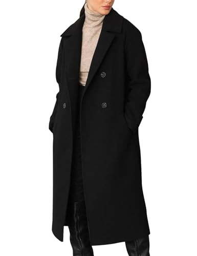 Flygo Womens Long Pea Coat Notch Lapel Double Breasted Trench Coat Fall Winter Overcoat Long Jack... | Amazon (US)