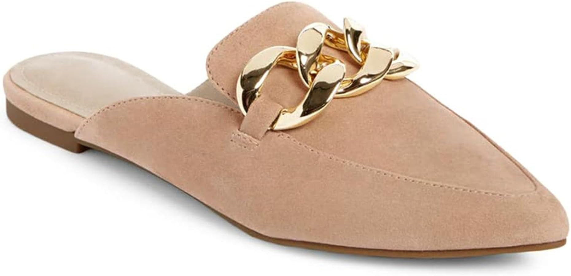 Juliet Holy Womens Mules Flats Pointed Toe Backless Loafers Slip on Metal Chain Slides | Amazon (US)
