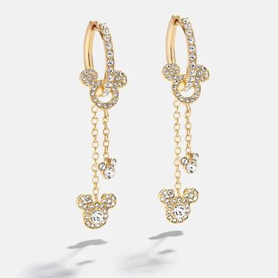 Disney Mickey Mouse Drop Earrings - Gold/Pavé | BaubleBar