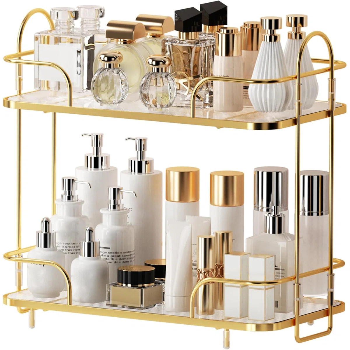 2 Tier Corner Bathroom Counter Organizer, Cosmetic Skincare Organizer, Bathroom Countertop Perfum... | Wayfair North America