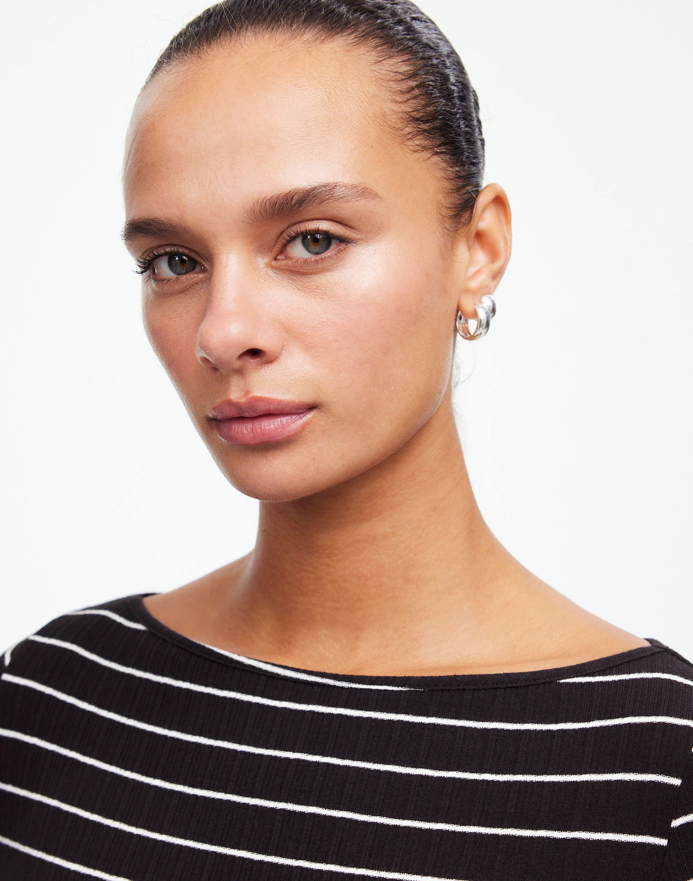 Ribbed Long-Sleeve Boatneck Top in Stripe | Madewell