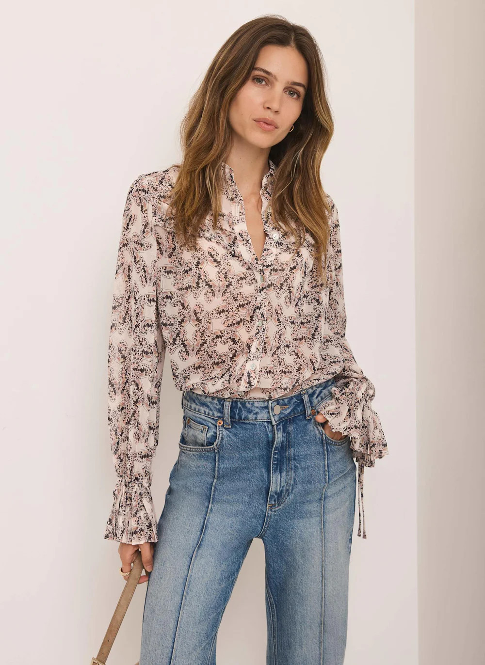 Cream Butterfly Print Blouse | Mint Velvet