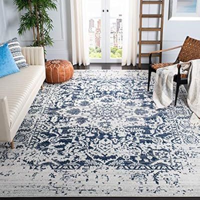 Safavieh Madison Collection MAD603D Cream and Navy Distressed Medallion Area Rug (5'1" x 7'6") | Amazon (US)