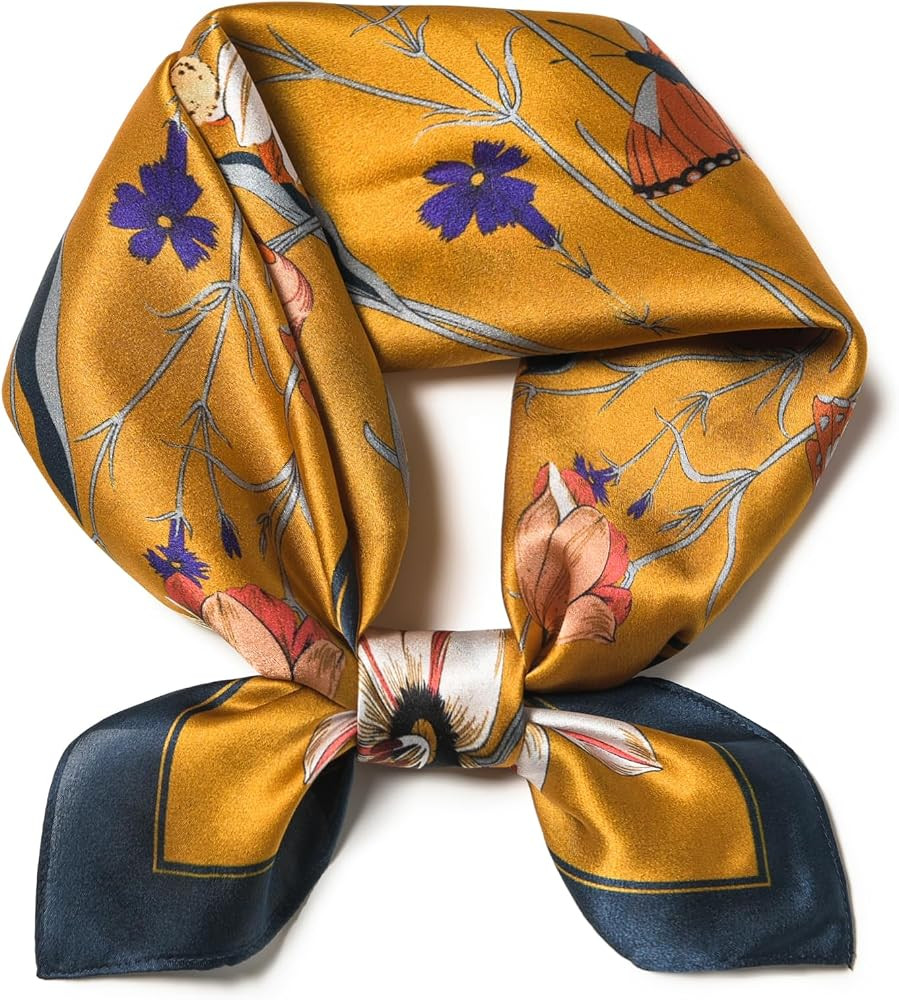 100% Mulberry Silk Scarf - 21" Square Lightweight Neckerchief, Gift Packed | Amazon (US)