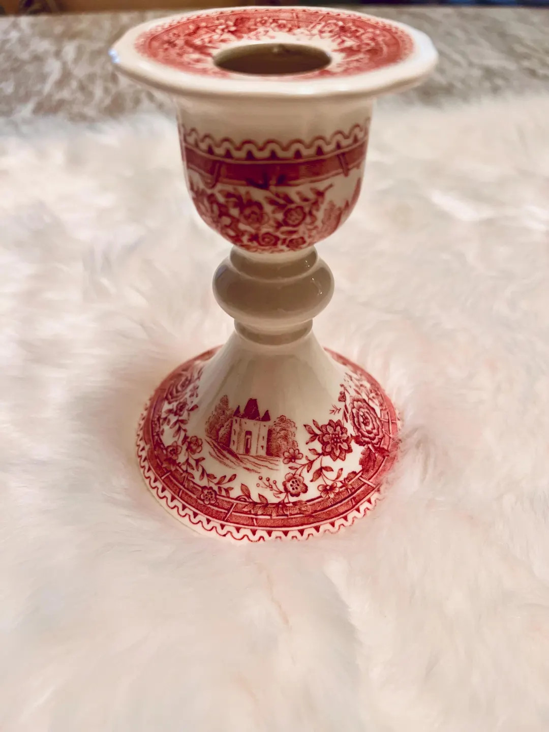 Villeroy & Boch Red Transferware Candleholder Candle Stick Holders Cottages With Flower Motif Sca... | Etsy (Global)
