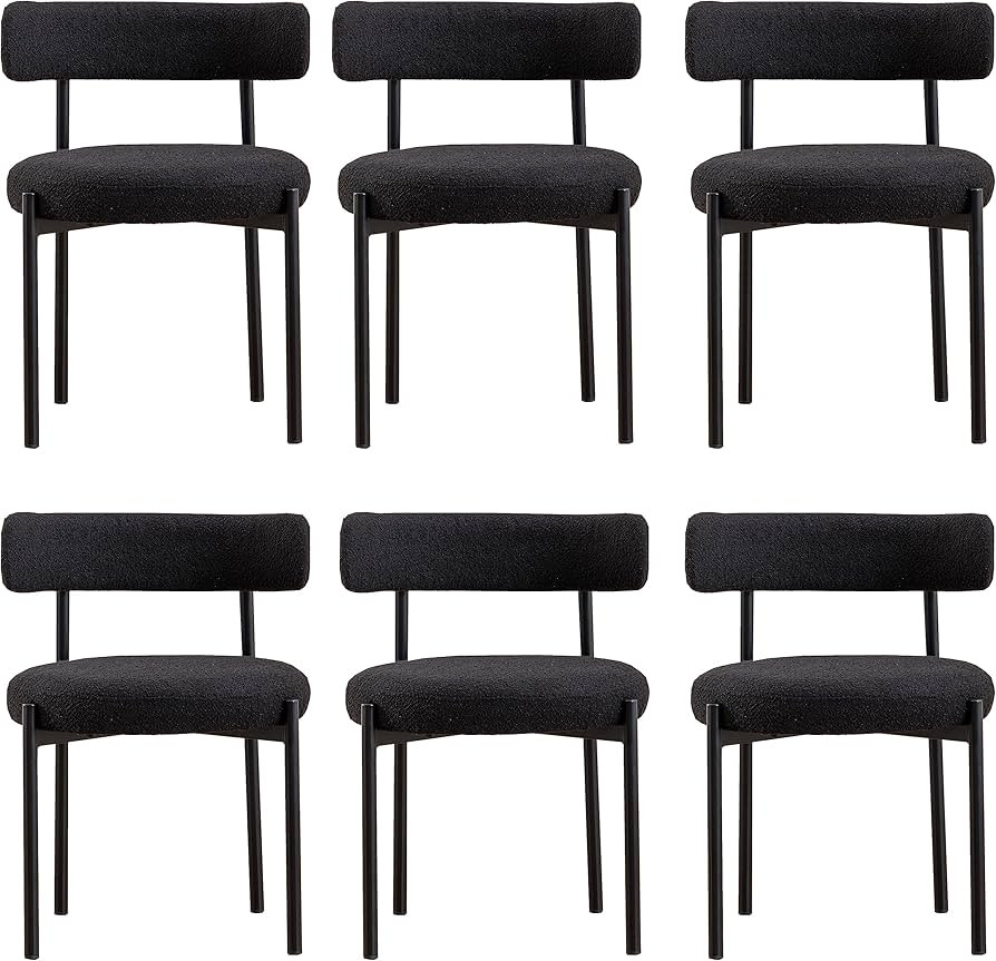 Locus Bono Boucle Dining Chairs Set of 6, Modern Upholstered Dining Room Chairs, Armless Kitchen ... | Amazon (US)