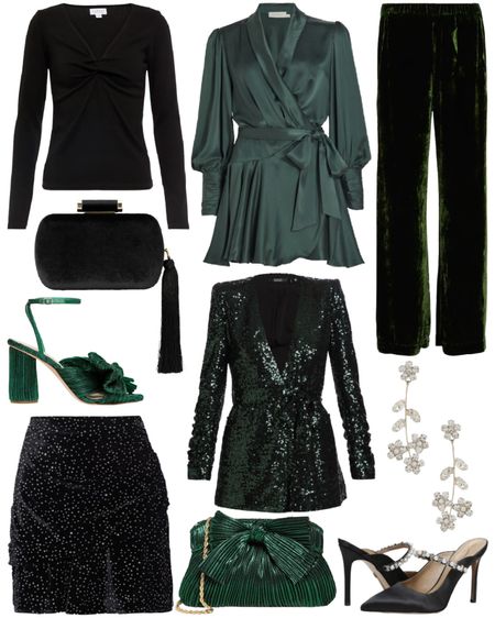 Leaning into green with these festive styles! The perfect mix of velvet, sequins, and satin for a night out or a holiday party. #holidaypartyoutfit #festiveoutfit #holidayoutfit #holidaypartydress #christmaspartydress #sequinblazer #sequinskirt

#LTKHoliday #LTKstyletip #LTKSeasonal