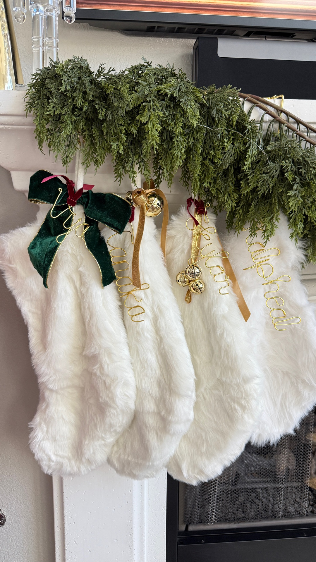 What’s in your stocking? Or on the outside? I decided to add Custom name tags to the stockings on my mantle because it just looks cute and it’s more personalized. 

Comment “Shop” and I’ll DM you the link 

These are super cute and extremely affordable, however they do take a little while to ship so linked these and a few others. If you can’t get them this year definitely save this post for Christmas 2026. 

#christmasmantle #mantledecor #customnametag #christmasstockings #christmasstocking