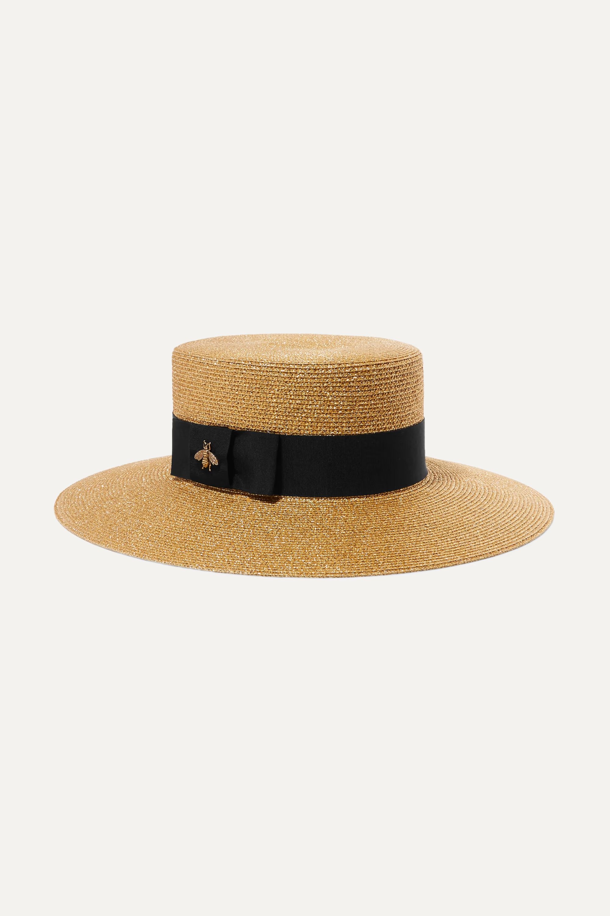 Grosgrain-trimmed glittered straw hat | NET-A-PORTER (US)