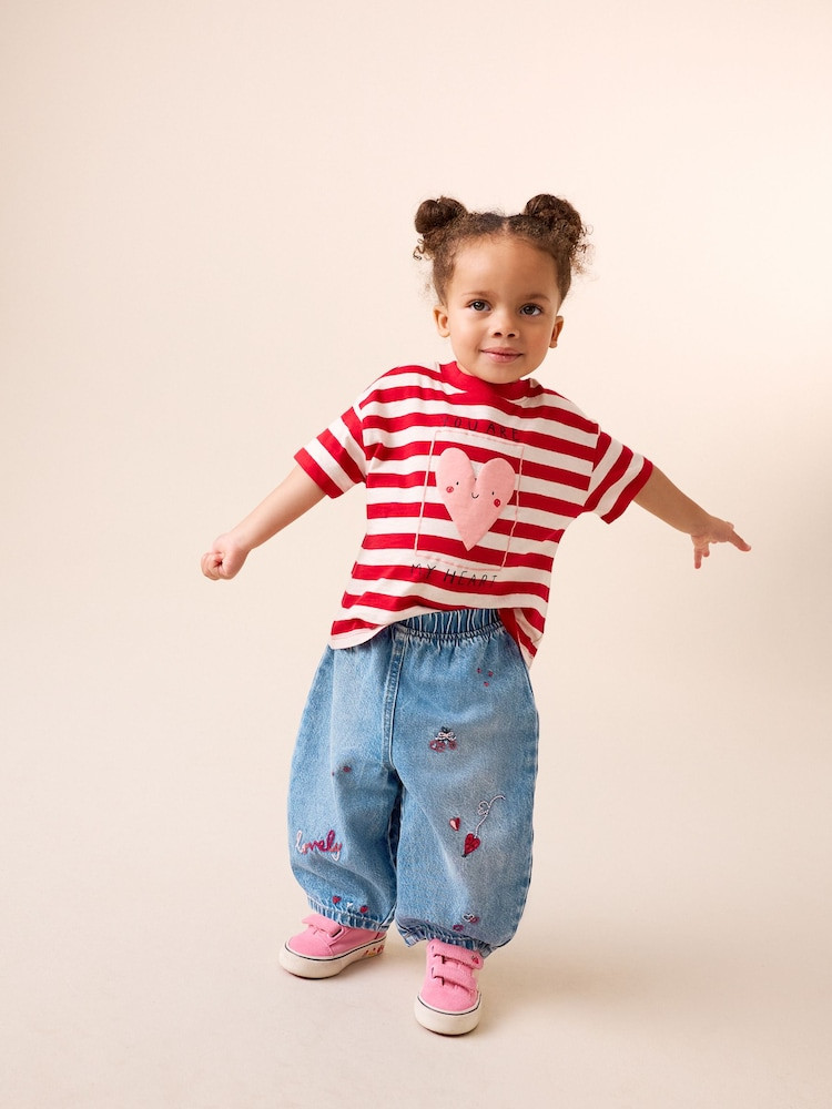 Mid Blue Galentines Embroidered Jeans (3mths-7yrs) | Next US