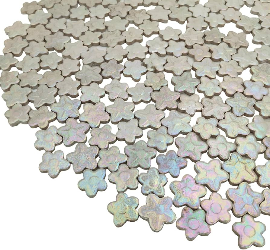 1.1lb Flower Ceramic Mosaic Tiles for Crafts Bulk, Iridescent Floral Mosaic Tiles Supplies,Staine... | Amazon (US)