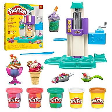 Play-Doh Rainbow Swirl Ice Cream Playset with 7 Pretend Play Kitchen Accessories, Arts and Crafts... | Amazon (US)