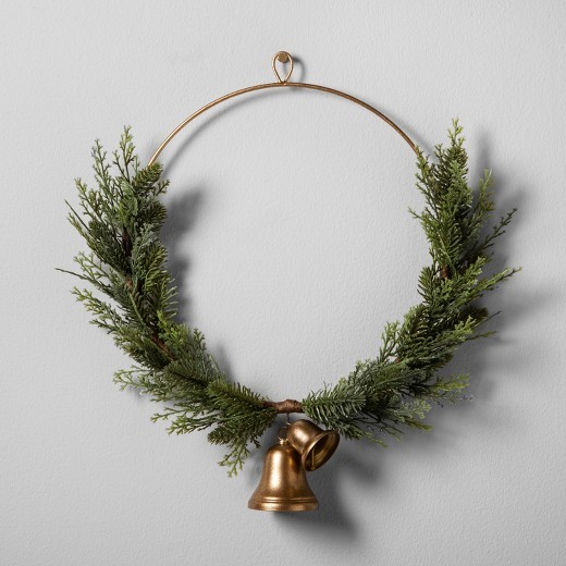 Artificial Juniper Wreath with Bell (16") - Hearth & Hand™ with Magnolia | Target